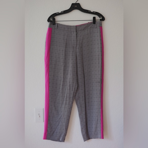 GREY Jason Wu GREY Side Stripe Check Silk Pants Pink Size 6 - Picture 2 of 5